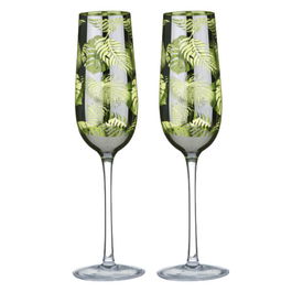 Artland Set of 2 Tropical Leaves Champagne Flutes