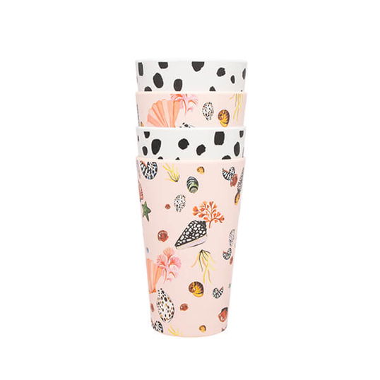 Eleanor Bowmer Set Of 4 Melamine Shell & Dalmatian Tumblers