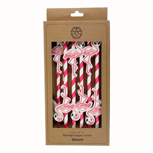 Dexam Summer Garden Pack Of 12 Flamingo Topper Straws