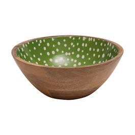 Dexam Sintra Mango Wood Spotted Salad Bowl Green