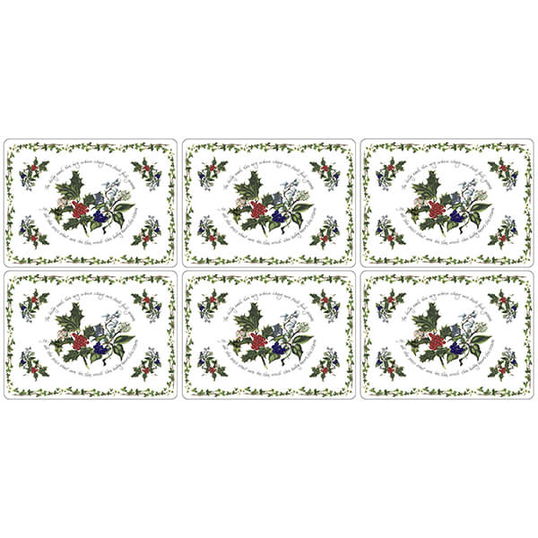 Portmeirion The Holly & The Ivy Set of 6 Placemats with 6 FREE Coasters