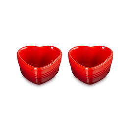 Le Creuset L'Amour Heart Collection Cerise Set of 2 Heart Ramekins