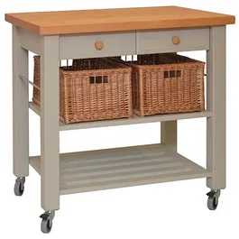 Eddingtons Lambourn Two Drawer French Grey Kitchen Trolley