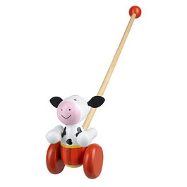 Orange Tree Toys Cow Push Along Wooden Toy
