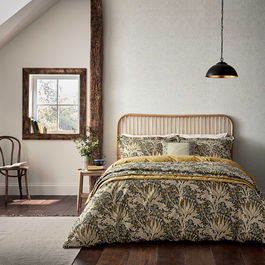 Morris & Co Artichoke Duvet Cover Set Double Charcoal & Mustard
